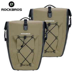 Sacoche de vélo 100% imperméable sur porte - bagages arrière avec poche filet 25L "Rockbros - AS002 - 2" - Planète Rando