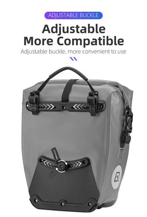 Sacoche de vélo 100% imperméable sur porte - bagages arrière avec poche filet 25L/35L "Rockbros - AS002 - 2" - Planète Rando