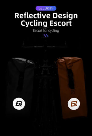 Sacoche de vélo 100% imperméable sur porte - bagages arrière avec poche filet 25L/35L "Rockbros - AS002 - 2" - Planète Rando