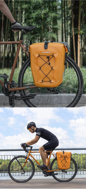 Sacoche de vélo 100% imperméable sur porte - bagages arrière avec poche filet 25L/35L "Rockbros - AS002 - 2" - Planète Rando