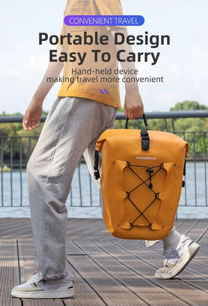 Sacoche de vélo 100% imperméable sur porte - bagages arrière avec poche filet 25L/35L "Rockbros - AS002 - 2" - Planète Rando