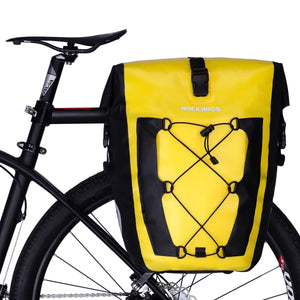 Sacoche de vélo 100% imperméable sur porte - bagages arrière avec poche filet 25L/35L "Rockbros - AS002 - 2" - Planète Rando
