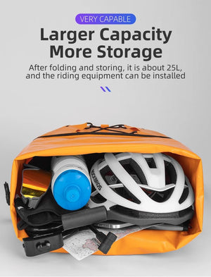 Sacoche de vélo 100% imperméable sur porte - bagages arrière avec poche filet 25L/35L "Rockbros - AS002 - 2" - Planète Rando