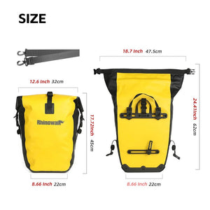 Sacoche de vélo 25L pour porte - bagages arrière de vélo 100% imperméable "Rhinowalk - BPB0904" - Planète Rando