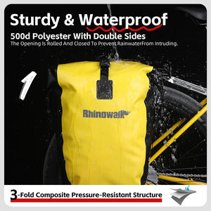 Sacoche de vélo 25L pour porte - bagages arrière de vélo 100% imperméable "Rhinowalk - BPB0904" - Planète Rando