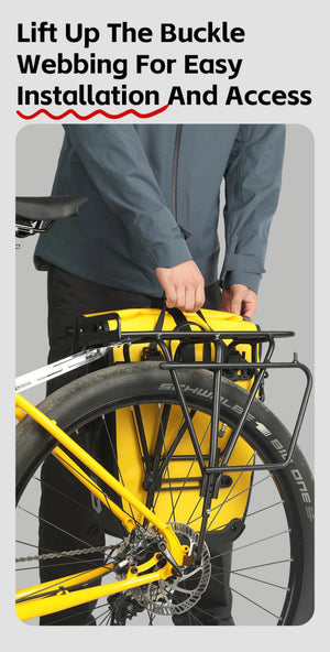 Sacoche de vélo 25L pour porte - bagages arrière de vélo 100% imperméable "Rhinowalk - BPB0904" - Planète Rando