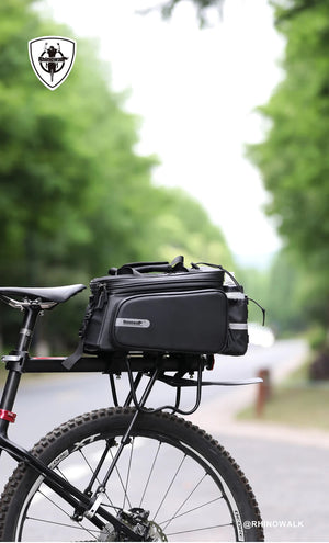 Sacoche de vélo 3 en 1 100% imperméable sur porte - bagage arrière de vélo extensible 11 - 30 L "Rhinowalk - RK6100" - Planète Rando