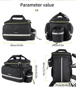 Sacoche de vélo 3 en 1 étanche sur porte - bagages avec pochette latérales 20/35L "WEST BIKING - YP0707250" - Planète Rando