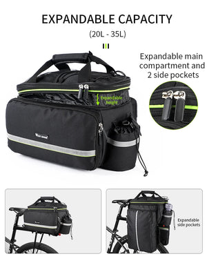 Sacoche de vélo 3 en 1 étanche sur porte - bagages avec pochette latérales 20/35L "WEST BIKING - YP0707250" - Planète Rando