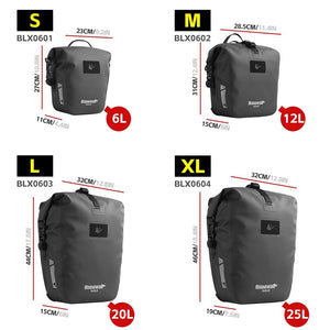 Sacoche de vélo de 6L à 25L sur porte - bagage 100% imperméable "Rhinowalk - Traveler series" - Planète Rando