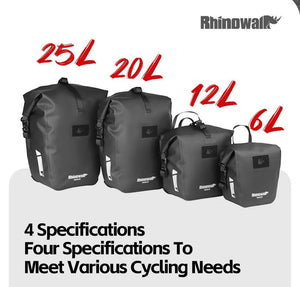 Sacoche de vélo de 6L à 25L sur porte - bagage 100% imperméable "Rhinowalk - Traveler series" - Planète Rando