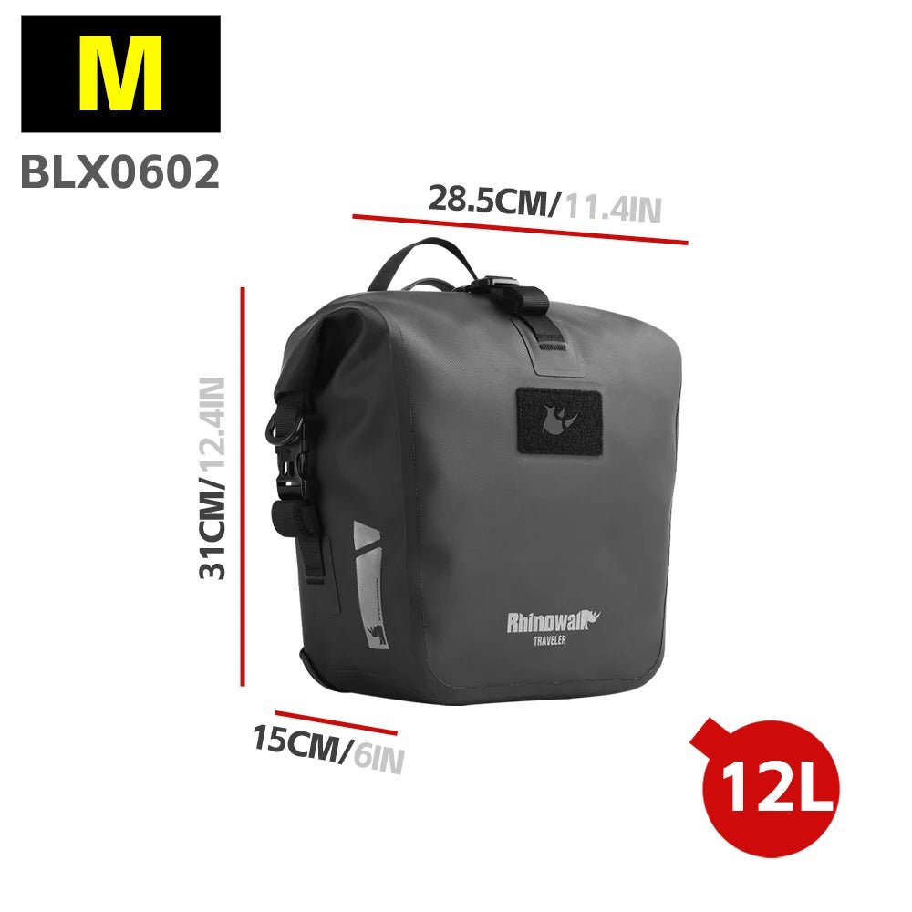 Sacoche de vélo de 6L à 25L sur porte - bagage 100% imperméable "Rhinowalk - Traveler series" - Planète Rando