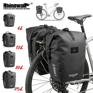 Sacoche de vélo de 6L à 25L sur porte - bagage 100% imperméable "Rhinowalk - Traveler series" - Planète Rando