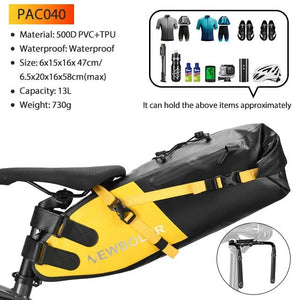 Sacoche de vélo étanche 13L avec stabilisateur pour VTT/ VTC, Gravel "NEWBOLER - PAC040" - Planète Rando