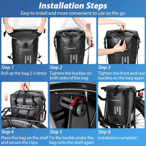 Sacoche de vélo étanche sur porte - bagage arrière de vélo 27L "NEWBOLER - BAG008" - Planète Rando