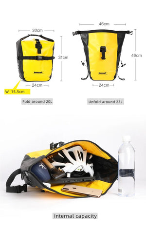 Sacoche de vélo étanche sur porte - bagage avant ou arrière 20L "Rhinowalk - RK19663" - Planète Rando