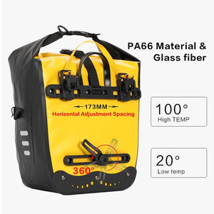 Sacoche de vélo étanche sur porte - bagage avant ou arrière 20L "Rhinowalk - RK19663" - Planète Rando