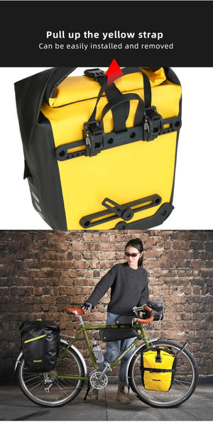 Sacoche de vélo étanche sur porte - bagage avant ou arrière 20L "Rhinowalk - RK19663" - Planète Rando