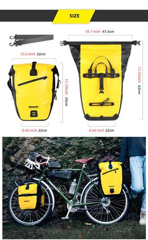 Sacoche de vélo étanche sur porte - bagages arrière 27L "Rhinowalk - RK19662" - Planète Rando