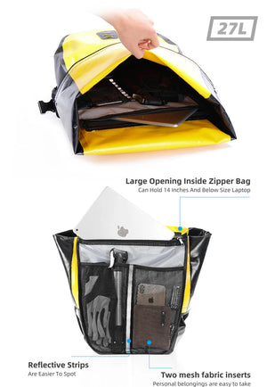 Sacoche de vélo étanche sur porte - bagages arrière 27L "Rhinowalk - RK19662" - Planète Rando