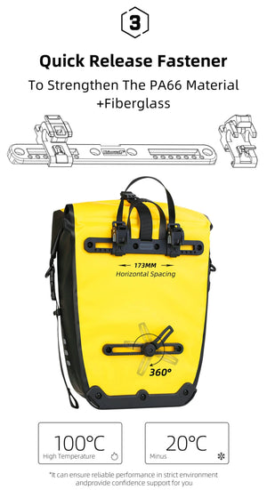 Sacoche de vélo étanche sur porte - bagages arrière 27L "Rhinowalk - RK19662" - Planète Rando