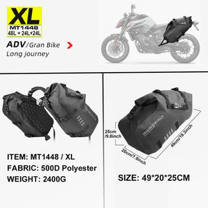 Sacoche latérale de selle pour moto, imperméable de 18L à 48L "Rhinowalk - MT14 series" - Planète Rando