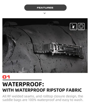 Sacoche latérale de selle pour moto, imperméable de 18L à 48L "Rhinowalk - MT14 series" - Planète Rando