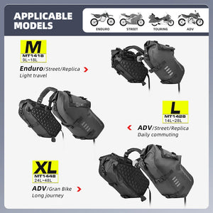 Sacoche latérale de selle pour moto, imperméable de 18L à 48L "Rhinowalk - MT14 series" - Planète Rando