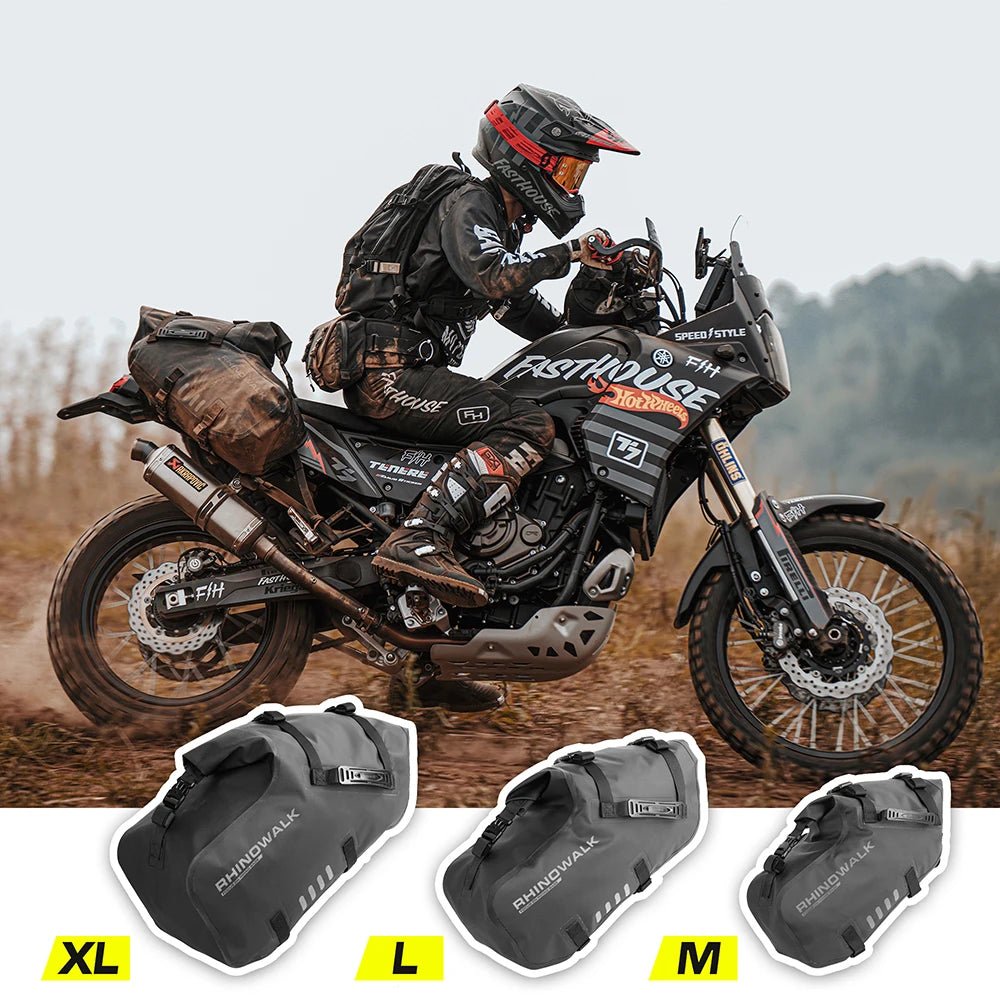 Sacoche latérale de selle pour moto, imperméable de 18L à 48L "Rhinowalk - MT14 series" - Planète Rando