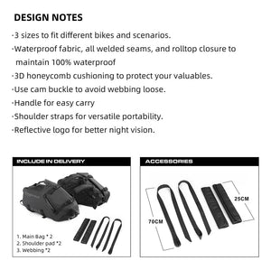 Sacoche latérale de selle pour moto, imperméable de 18L à 48L "Rhinowalk - MT14 series" - Planète Rando