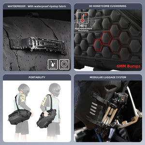 Sacoche latérale de selle pour moto, imperméable de 18L à 48L "Rhinowalk - MT14 series" - Planète Rando