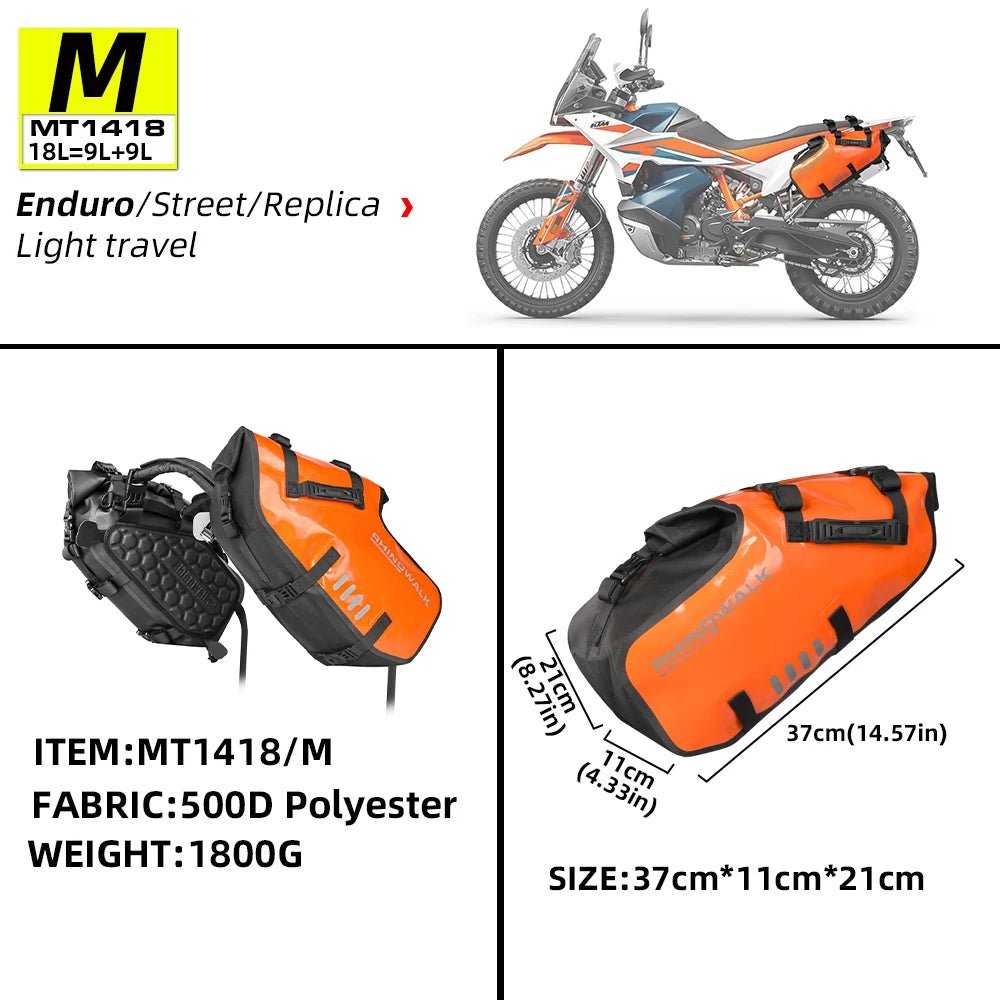 Sacoche latérale de selle pour moto, imperméable de 18L à 48L "Rhinowalk - MT14 series" - Planète Rando