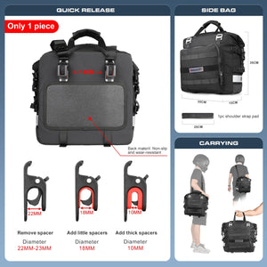 Sacoche latérale moto / velo avec intérieur amovible et étanche 20L "Rhinowalk - MT2040" - Planète Rando