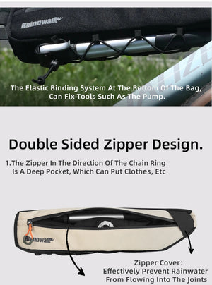 Sacoche triangulaire 100% imperméable pour cadre de vélo, gravel, VTT, route 2,1 L - 2,7 "Rhinowalk - RK2465 series" - Planète Rando