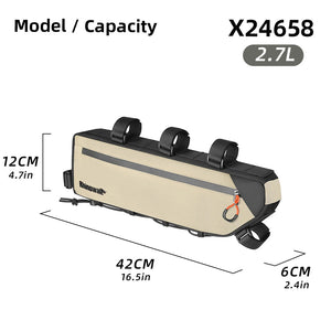 Sacoche triangulaire 100% imperméable pour cadre de vélo, gravel, VTT, route 2,1 L - 2,7 "Rhinowalk - RK2465 series" - Planète Rando