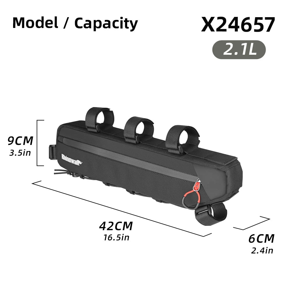 Sacoche triangulaire 100% imperméable pour cadre de vélo, gravel, VTT, route 2,1 L - 2,7 "Rhinowalk - RK2465 series" - Planète Rando