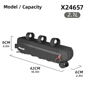 Sacoche triangulaire 100% imperméable pour cadre de vélo, gravel, VTT, route 2,1 L - 2,7 "Rhinowalk - RK2465 series" - Planète Rando