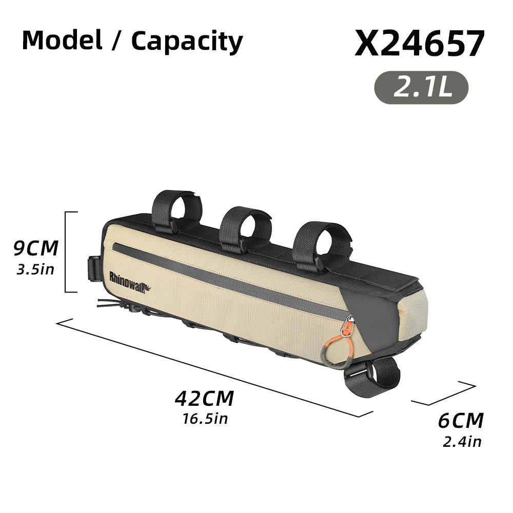 Sacoche triangulaire 100% imperméable pour cadre de vélo, gravel, VTT, route 2,1 L - 2,7 "Rhinowalk - RK2465 series" - Planète Rando