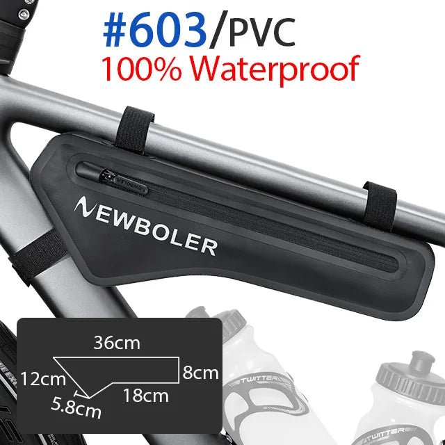 Sacoche triangulaire pour cadre de vélo 100% imperméable "NEWBOLER - PAC052 / BAG603" - Planète Rando