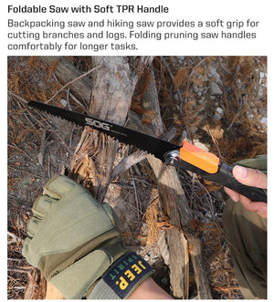 Scie pliante pour la chasse et le bushcraft 265g "SOG - Wood & Bone saw" - Planète Rando