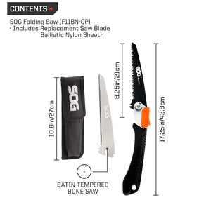 Scie pliante pour la chasse et le bushcraft 265g "SOG - Wood & Bone saw" - Planète Rando