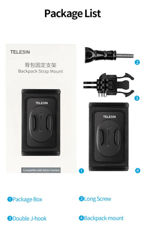 Support de sac à dos rotatif à 360° pour caméra d'action "TELESIN - GP - BPM series" - Planète Rando