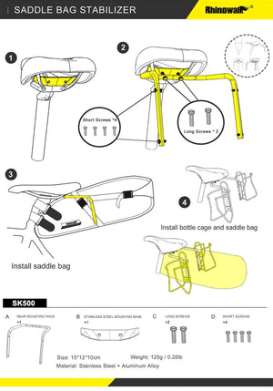 Support / stabilisateur de sac de selle pour vélo 5L/10L/13L "Rhinowalk - SK500" - Planète Rando