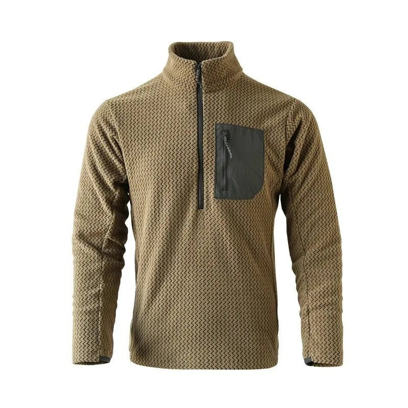 Sweat-shirt thermique / softshell polaire ondulée semi - zip manches longues unisexe "Flexstorm - FX100" - Planète Rando