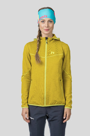 Sweatshirt de randonnée / Softshell bikepacking avec capuche en grille Polarstretch extensible et respirante pour femme "Hannah − DAGNYS HOODY" - Planète Rando