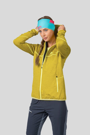 Sweatshirt de randonnée / Softshell bikepacking avec capuche en grille Polarstretch extensible et respirante pour femme "Hannah − DAGNYS HOODY" - Planète Rando