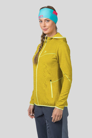 Sweatshirt de randonnée / Softshell bikepacking avec capuche en grille Polarstretch extensible et respirante pour femme "Hannah − DAGNYS HOODY" - Planète Rando