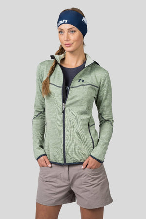 Sweatshirt de randonnée / Softshell bikepacking avec capuche en grille Polarstretch extensible et respirante pour femme "Hannah − DAGNYS HOODY" - Planète Rando