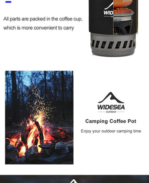 Système de cuisson avec réchaud à gaz de 1100 BTU et cafetière à piston de 900ML "Widesea - WSJC - 001" - Planète Rando