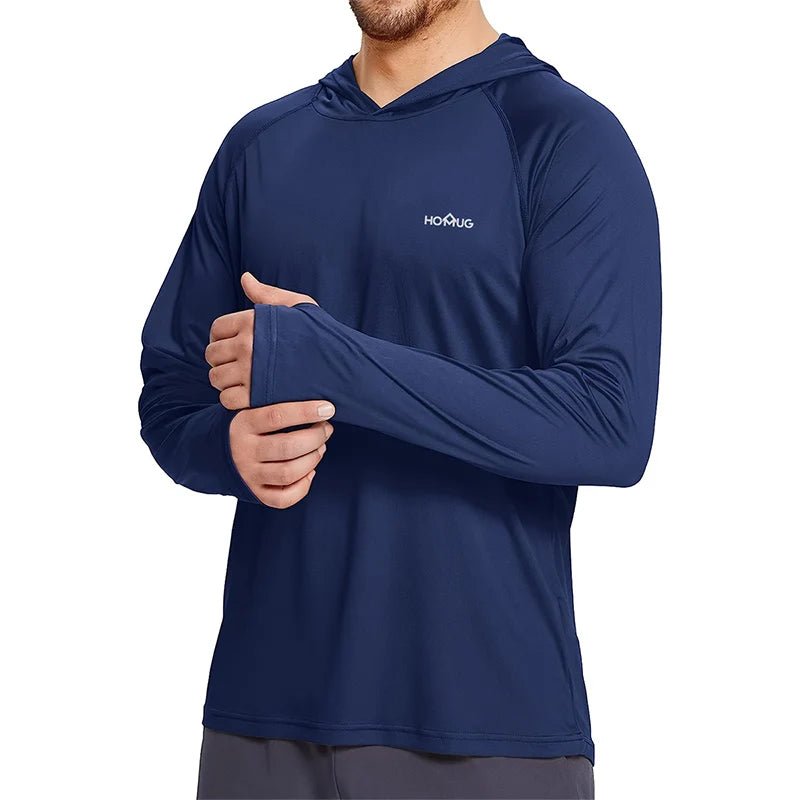 T-shirt à capuche pour homme UPF 50+ manches longues à séchage rapide "Homug - Sport running" - Planète Rando